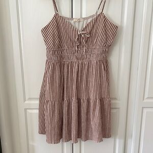 Rewind Women’s Dress with Brown and White Stripes
